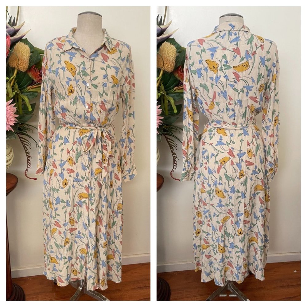 NWT multicolor ZARA long belted maxi dress MEDIUM